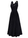 [Pre-Sale] Black 1930s Velvet Cowl Neck Feather Brooch Dress