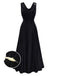 [Pre-Sale] Black 1930s Velvet Cowl Neck Feather Brooch Dress