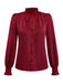 [Pre-Sale] 2PCS Red 1940s Tie Neck Blouse & Plaid Skirt