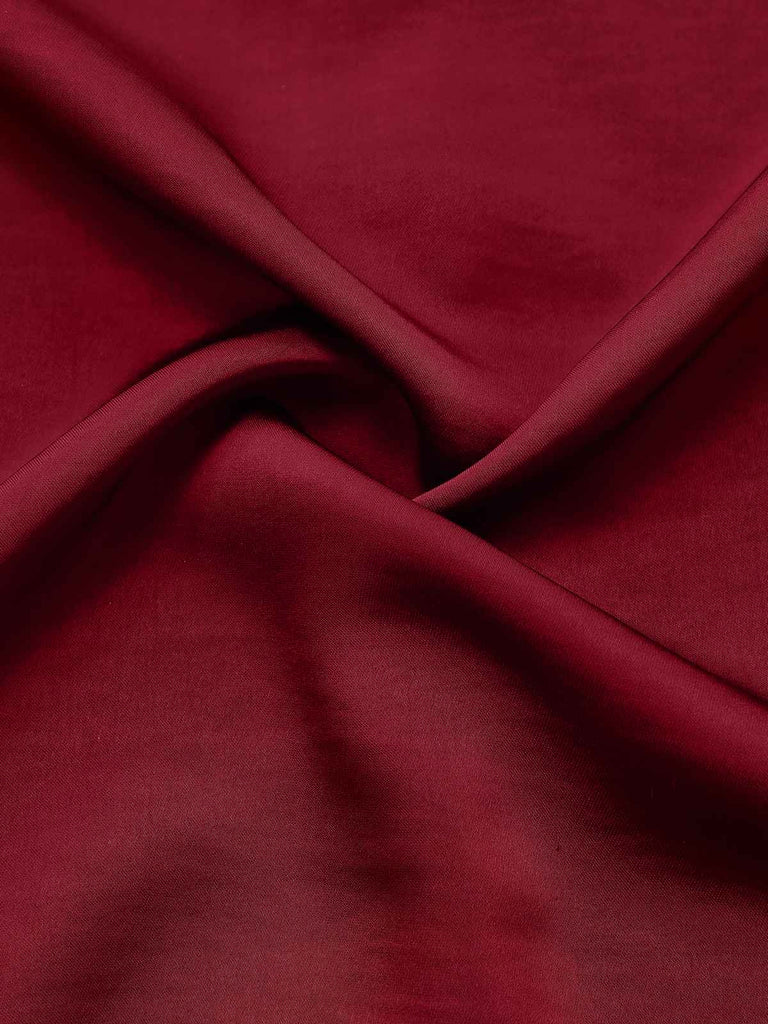 [Pre-Sale] Deep Red 1940s Solid Ruffled Tie Neck Blouse