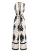 Beige 1970s Deep V-Neck Ethnic Print Jumpsuit