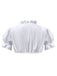 White 1950s Solid Sweetheart Neck Puff Sleeve Crop Top