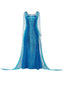 Blue 1970s Solid Sequined Elsa Cape & Dress