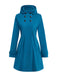 Blue 1930s Solid Faux-Wool Hooded Coat