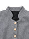 Grey 1940s Faux-Wool Stand Collar Buttons Jacket