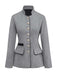 Grey 1940s Faux-Wool Stand Collar Buttons Jacket