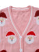 Pink 1940s Christmas Santa Claus Jacquard Cardigan