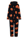 Orange 1930s Halloween Pumpkin Zipper Hooded Jumpsuit