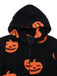 Orange 1930s Halloween Pumpkin Zipper Hooded Jumpsuit
