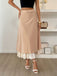 Khaki 1940s Pearl Double Layer A-Line Skirt