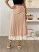 Khaki 1940s Pearl Double Layer A-Line Skirt