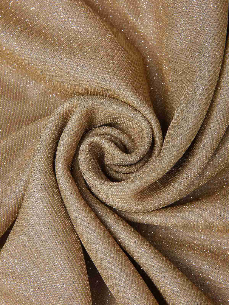 [Pre-Sale] Gold 1960s One-Shoulder Glitter Fur Collar Bodycon Dress