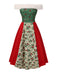 [Pre-Sale] Red & Green 1940s Christmas Fur Collar Winterberry Dress