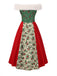 [Pre-Sale] Red & Green 1940s Christmas Fur Collar Winterberry Dress