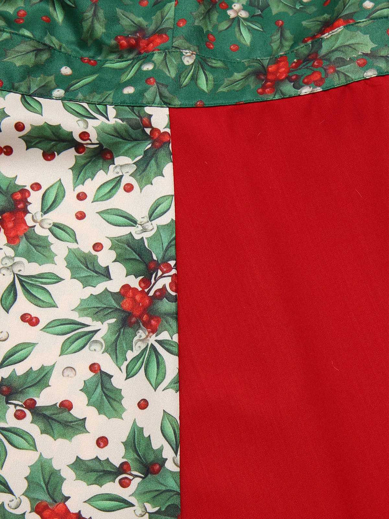 [Pre-Sale] Red & Green 1940s Christmas Fur Collar Winterberry Dress