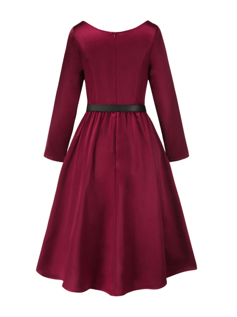 [Pre-Sale] Deep Red 1950s Button Pocket Pleated Dress
