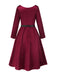 [Pre-Sale] Deep Red 1950s Button Pocket Pleated Dress