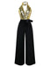 [Pre-Sale] Gold 1930s Sequined Velvet Keyhole Halter Jumpsuit