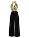 [Pre-Sale] Gold 1930s Sequined Velvet Keyhole Halter Jumpsuit