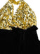 [Pre-Sale] Gold 1930s Sequined Velvet Keyhole Halter Jumpsuit
