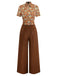 [Pre-Sale] Orange 1970s Daisy Corduroy Patchwork Tie Neck Jumpsuit
