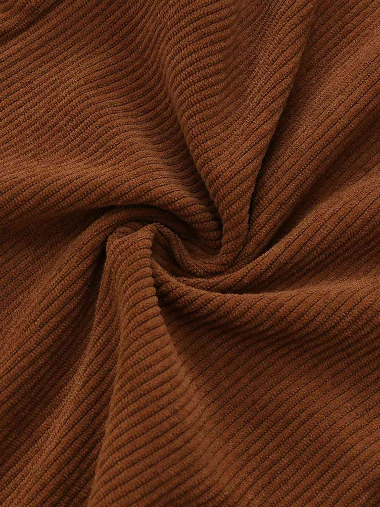 [Pre-Sale] Orange 1970s Daisy Corduroy Patchwork Tie Neck Jumpsuit
