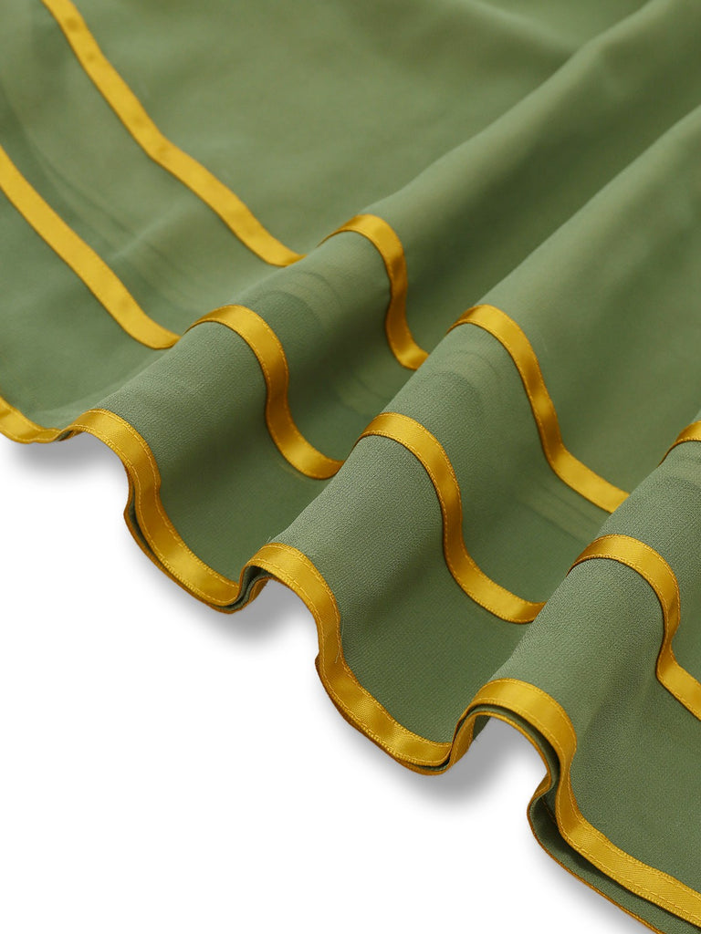 [Pre-Sale] Green & Gold 1970s Sheer Bell-Sleeve Dress