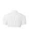 White 1950s Solid Pleated V-Neck Puff Crop Blouse