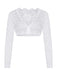 1950s Solid Lace Illusion Long-Sleeve Crop Top