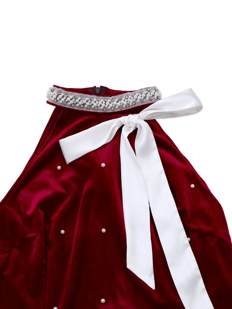 [Pre-Sale] Red 1960s Pearl Fringe Christmas Dress