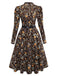 [Pre-Sale] Brown 1980s Floral Lace Patchwork Corduroy Dress