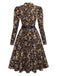 [Pre-Sale] Brown 1980s Floral Lace Patchwork Corduroy Dress