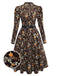[Pre-Sale] Brown 1980s Floral Lace Patchwork Corduroy Dress