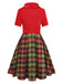 [Pre-Sale] Red 1950s Christmas Turtleneck Sparkle Sweater Plaid Dress