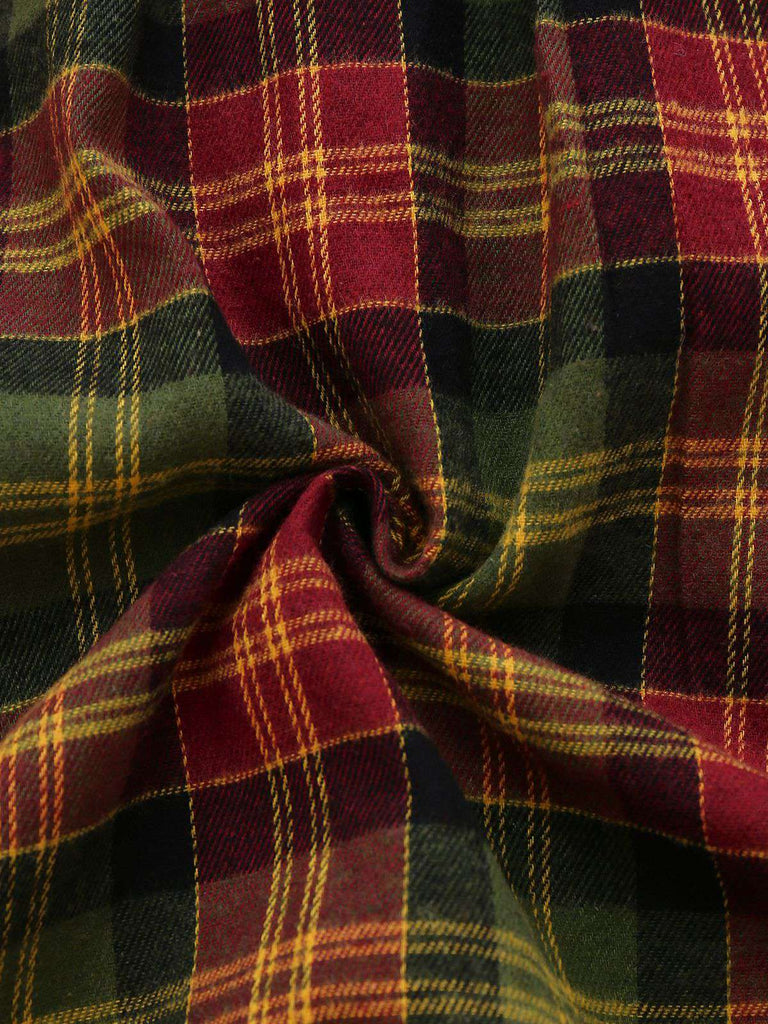 [Pre-Sale] Red 1950s Christmas Turtleneck Sparkle Sweater Plaid Dress
