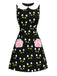 [Pre-Sale] Black 1960s Cat Print Paw Pockets Dress