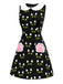 [Pre-Sale] Black 1960s Cat Print Paw Pockets Dress