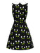 [Pre-Sale] Black 1960s Cat Print Paw Pockets Dress