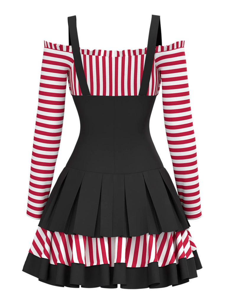 [Pre-Sale] Multicolor 1980s Joker Pleated Cotton Stripe Dress