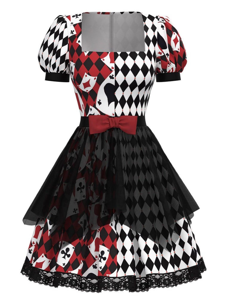[Pre-Sale] 1980s Red & Black Plaid Poker Card Dress