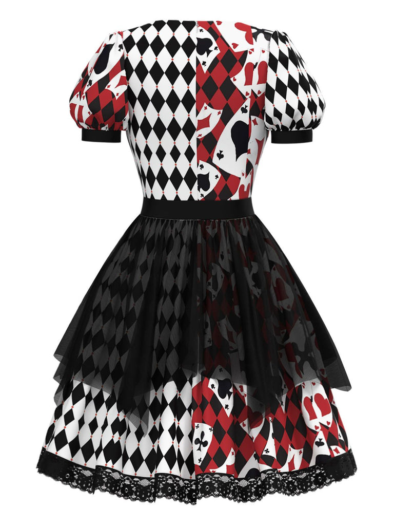 [Pre-Sale] 1980s Red & Black Plaid Poker Card Dress