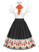 [Pre-Sale] Multicolor 1950s Halloween Dancing Skeleton Tie Neck Dress