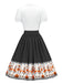 [Pre-Sale] Multicolor 1950s Halloween Dancing Skeleton Tie Neck Dress
