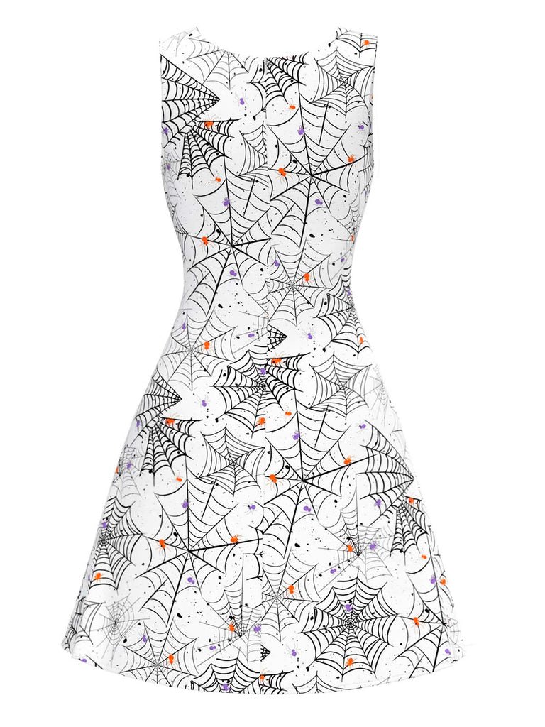[Pre-Sale] Black & White 1960s Horror Spider Web Dress