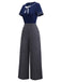 [Pre-Sale] Blue 1960s Sailor Collar Knitted Lace jumpsuit