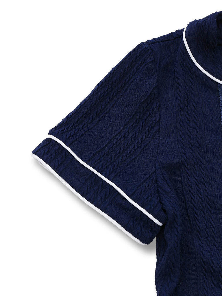 [Pre-Sale] Blue 1960s Sailor Collar Knitted Lace jumpsuit