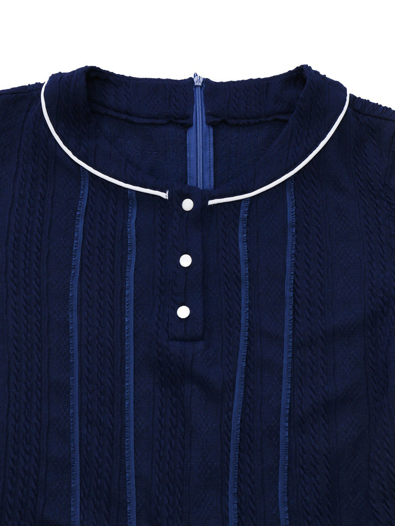 [Pre-Sale] Blue 1960s Sailor Collar Knitted Lace jumpsuit