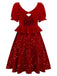 [Pre-Sale] Red 1980s Sequin Bow Puff Back Cutout Babydoll Dress