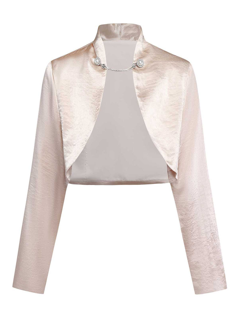 [Pre-Sale] Champagne 1950s Pearl Chain Satin Cropped Jacket
