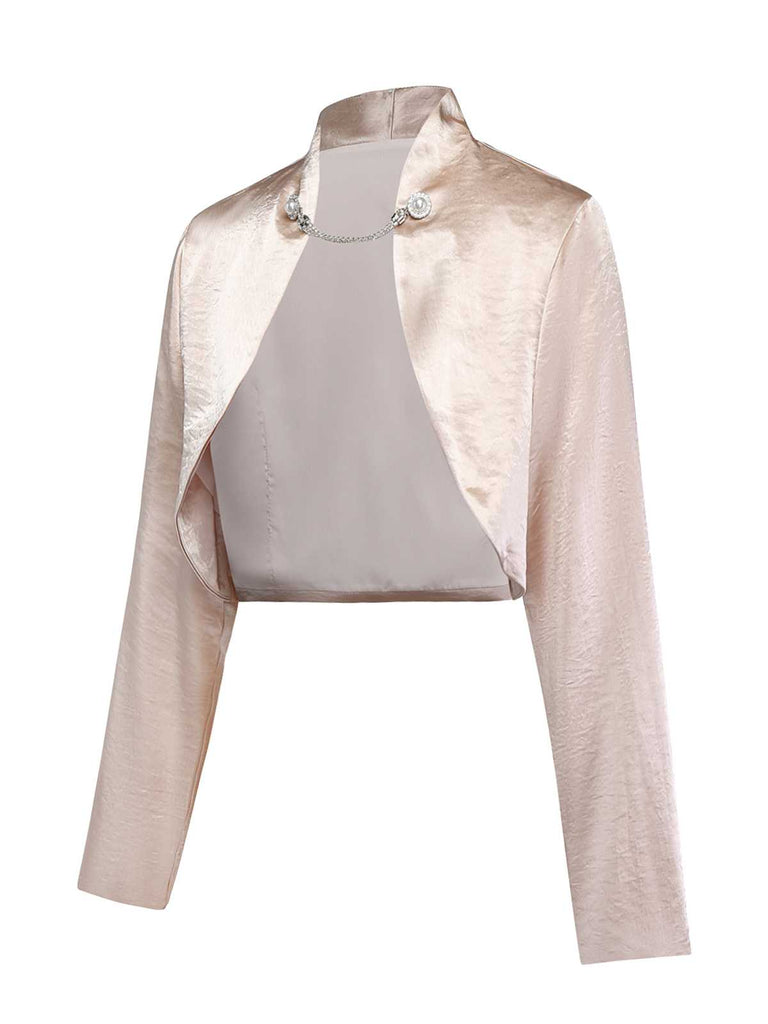 [Pre-Sale] Champagne 1950s Pearl Chain Satin Cropped Jacket